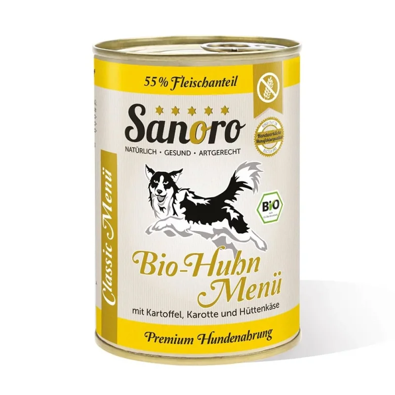 Classic Menü Bio-Huhn mit 55 % Fleischanteil, Bio-Kartoffel und Bio-Karotte