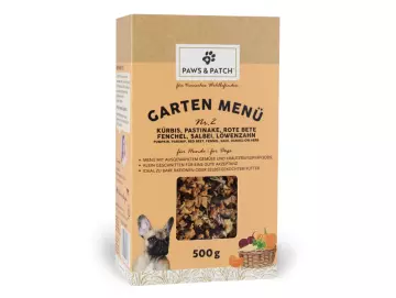 GARTEN MENÜ Nr. 2 für Hunde 500g - Kürbis, Pastinake, Rote Bete, Fenchel, Salbei, Löwenzahn