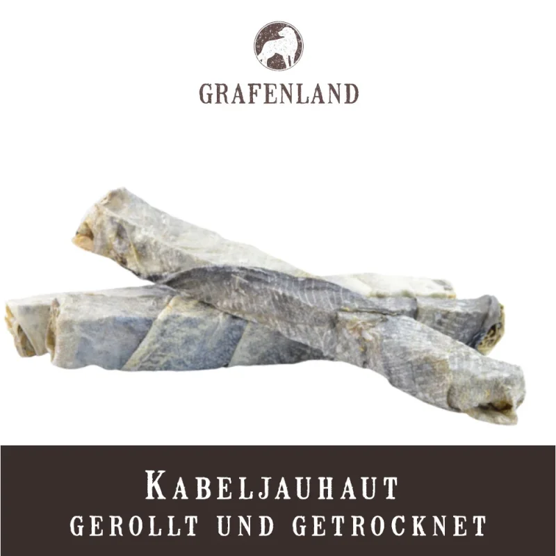 Kabeljauhaut gerollt und getrocknet | 6 Stück