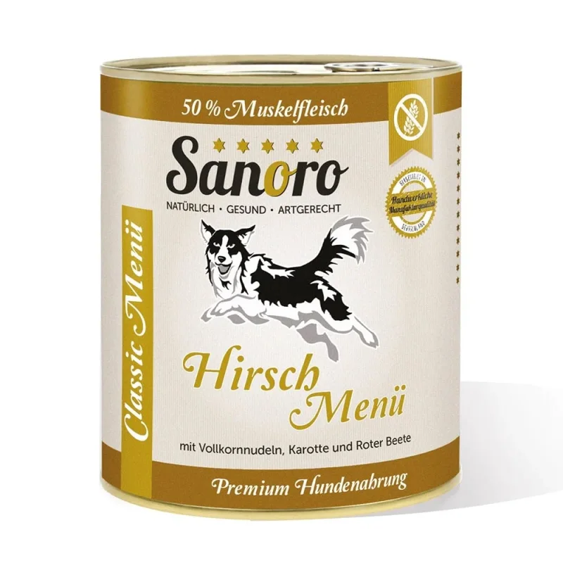 Menü Classic Hirsch mit 50 % Fleischanteil, Hartweizennudeln*, Karotte*