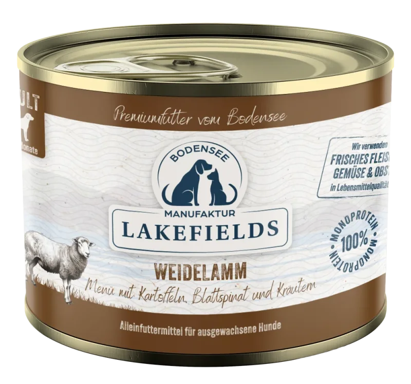 Nassfutter-Menü Lamm Weidelamm mit Kartoffeln, Blattspinat und Kräutern