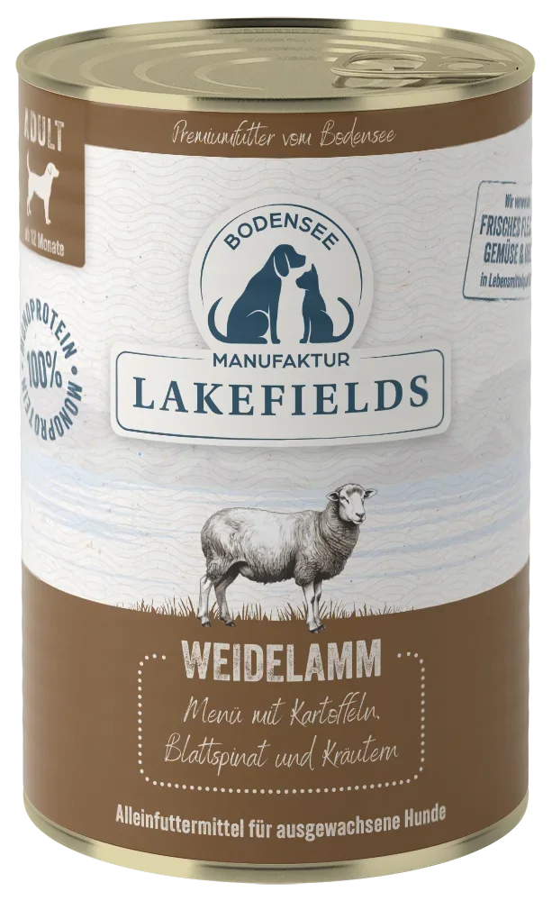 Nassfutter-Menü Lamm Weidelamm mit Kartoffeln, Blattspinat und Kräutern