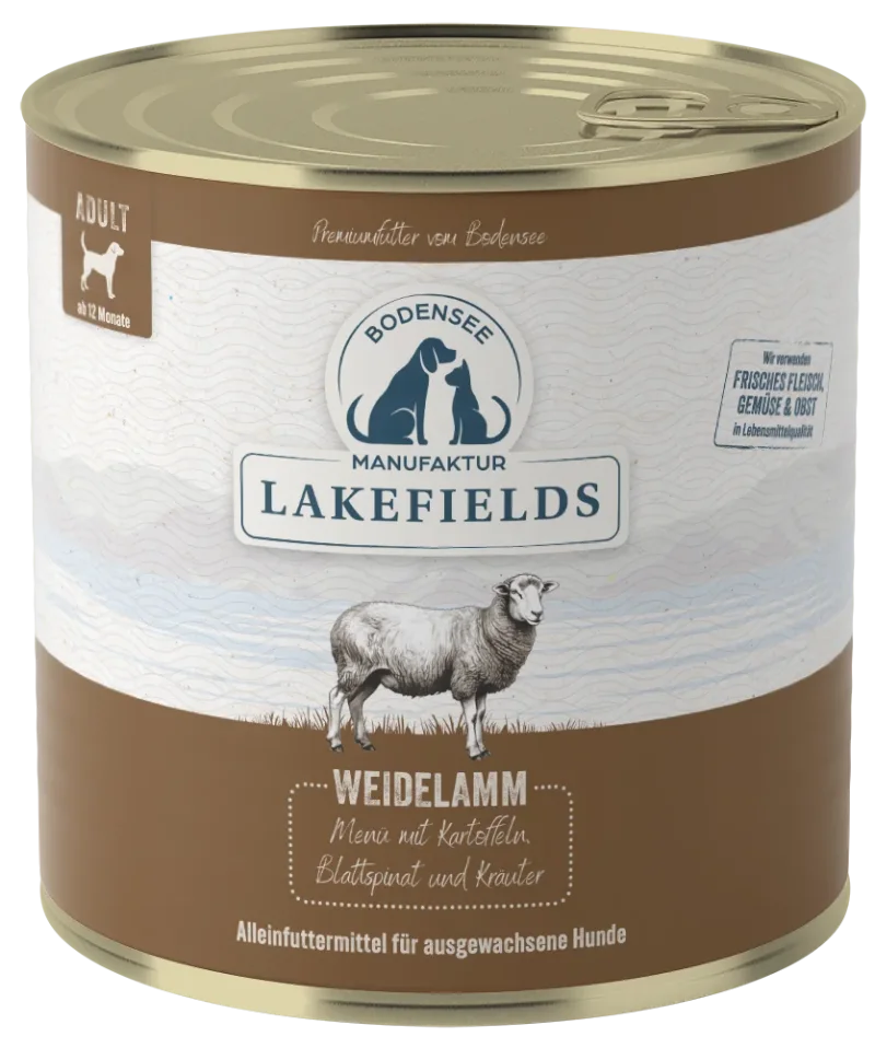 Nassfutter-Menü Lamm Weidelamm mit Kartoffeln, Blattspinat und Kräutern